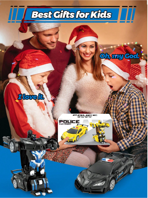 Carro robô transformável com controlo remoto, um presente de Natal para crianças