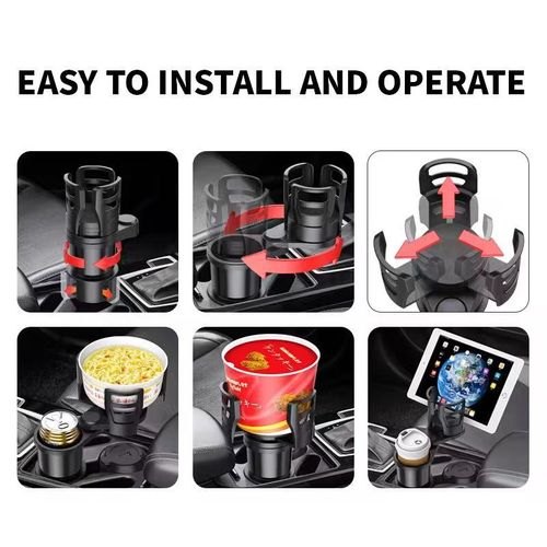 Suporte de Copos de Carro 2 em 1 Rotativo para Bebidas