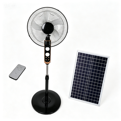 Rechargeable Solar Standing Fan With Solar Panel Remote Control Adjustable Height Solar Powered Floor Fan For Home Outdoor Use