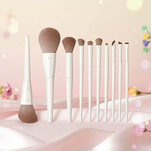 10-Piece Smooth Handle Facial Concealer Makeup Brush Set, Beauty Tools for Women