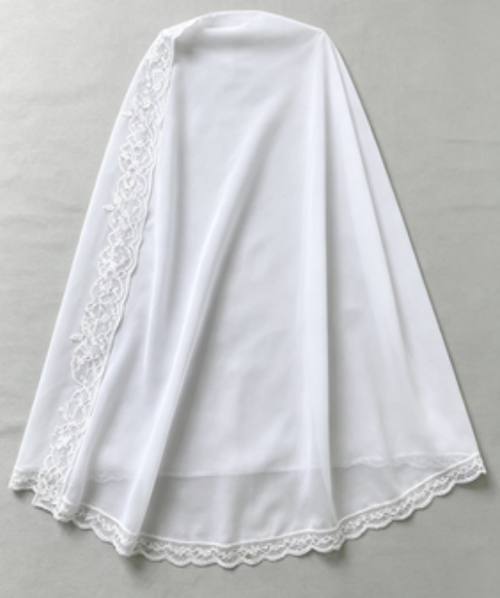 Elegant White Lace Hijab Soft Chiffon Long Muslim Headscarf Lace Trim Hijab For Women Daily Prayer Wear
