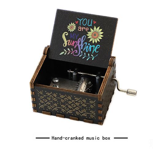 Classical carved wooden music box ornament hand crank Christmas craft gift men and women Valentine's Day gift