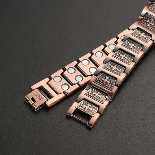 Vintage Fashion Cross Magnet Negative Magnetic Copper Bracelet for Men