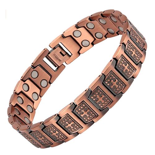Vintage Fashion Cross Magnet Negative Magnetic Copper Bracelet for Men