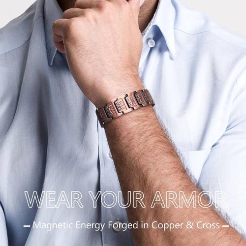 Vintage Fashion Cross Magnet Negative Magnetic Copper Bracelet for Men