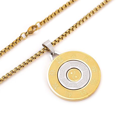 Golden Light Mantra Nine-Character Mantra Bagua Pendant Electroplated Yin-Yang Fish Tai Chi Necklace Car Pendant Bracelet Men's and Women's Jewelry