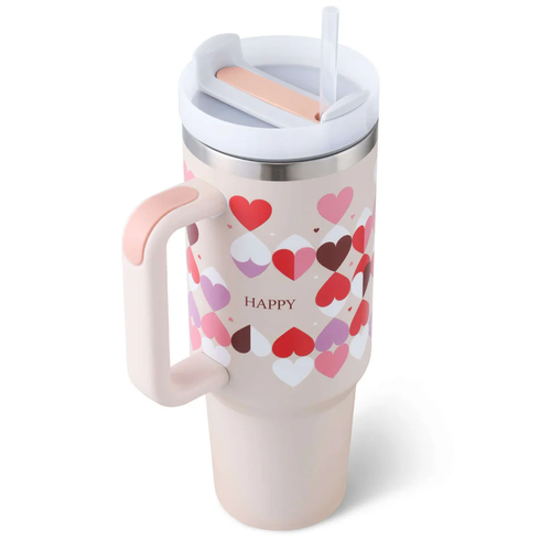 40oz Insulated Tumbler with Handle & Straw – Hot & Cold Drinkware