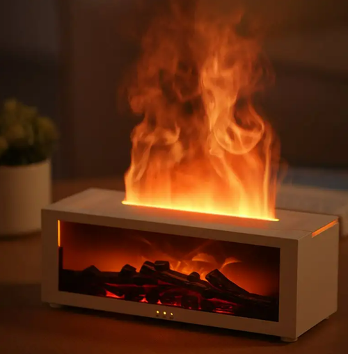 🔥Flame Fireplace Aroma Diffuser Humidifier Night Light Aromatherapy Timer Gift Atmosphere