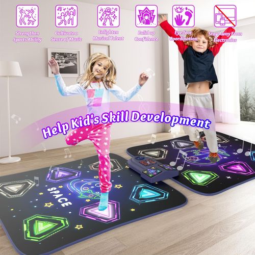 Dance Mat Toys for 3-12 Year Old Girls Boys,Dance Mat for Kids with Light Up 12-Buttons, Music Dance Toy for Toddler with 5 Modes & Bluetooth,Birthday Xmas Gifts for 3 4 5 6 7 8 9 10+ Year Old Kids