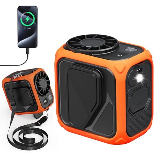 Portable Fan Rechargeable 10000mAh, 5 Speeds 13000RPM Strong Airflow Personal Waist Neck Clip Fan, Works Up to 20H, USB Charging Small Mini Cooling Handheld Fans For Camping, Outdoor, Jobsite, Room