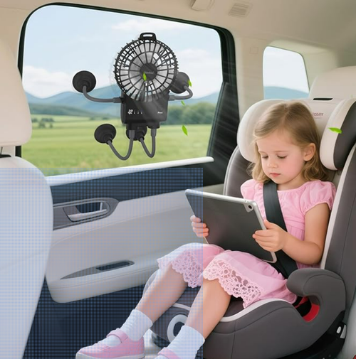 Simfree Portable Fan,Robot Desk Fan with Suckers-Rechargeable Portable Table Fan,3 Speeds Hands Free Fan for Home, Office,Game Room,Car and Outdoor Use-Black