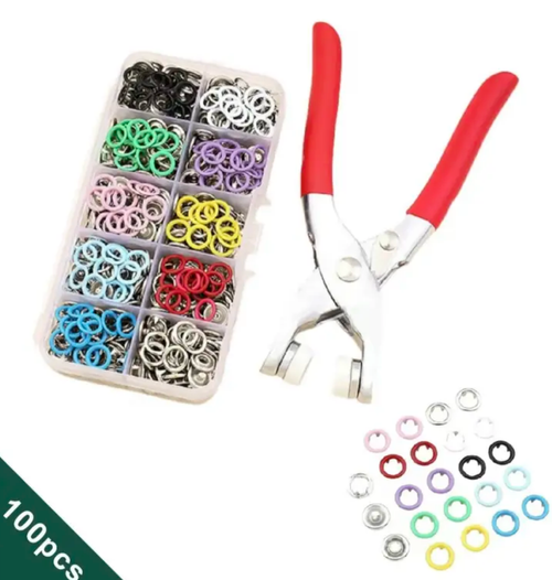 100PCS Metal Snap Buttons Kit with Hand Press Pliers | Ultimate DIY Fastener Set