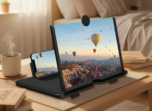 10Screen Magnifier-3D HD Magnifying Projector Screen Enlarger for Movies, Videos and Gaming -Foldable Phone Stand Holder with Screen Amplifier–Compatible with All Smartphones