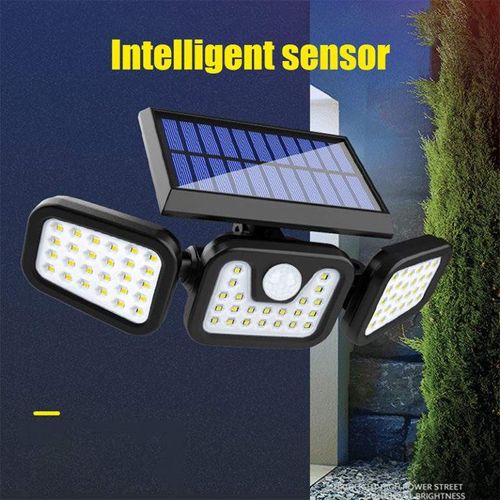 Revolutionize Outdoor Lighting: 142LED 3-Head Solar Lamp for Gardens & Walls