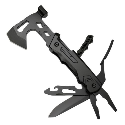 Ultimate 14-in-1 Camping Companion: Black Aluminum Multitool for Men