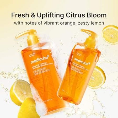 Kojic Acid Turmeric Brightening Body Wash  Gentle Shower Gel Niacinamide Vitamin C AHABHA  Deep Cleansing Hydrating Pump
