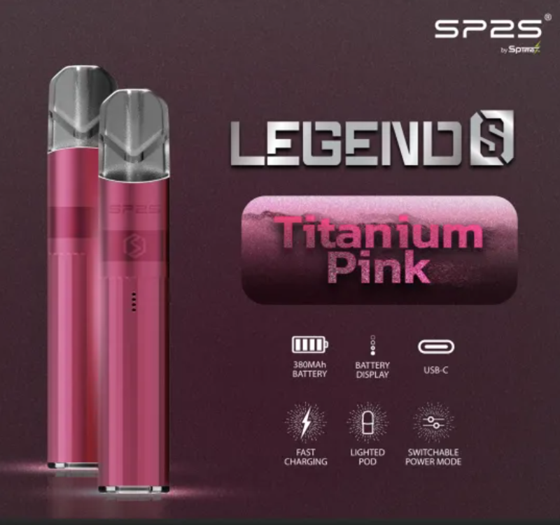 SP2S 电镀钛色主机搭配雾化杆，适配通用一代烟弹，高品质电镀工艺，耐用且超强防刮
