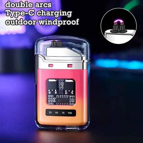 Rechargeable Dual Arc Pulse Lighter — Windproof Plasma Lighter with Battery Display