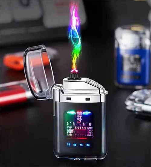 Rechargeable Dual Arc Pulse Lighter — Windproof Plasma Lighter with Battery Display