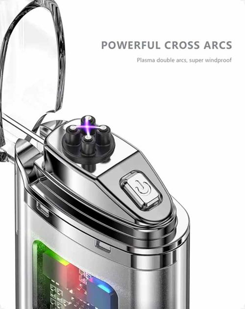 Rechargeable Dual Arc Pulse Lighter — Windproof Plasma Lighter with Battery Display