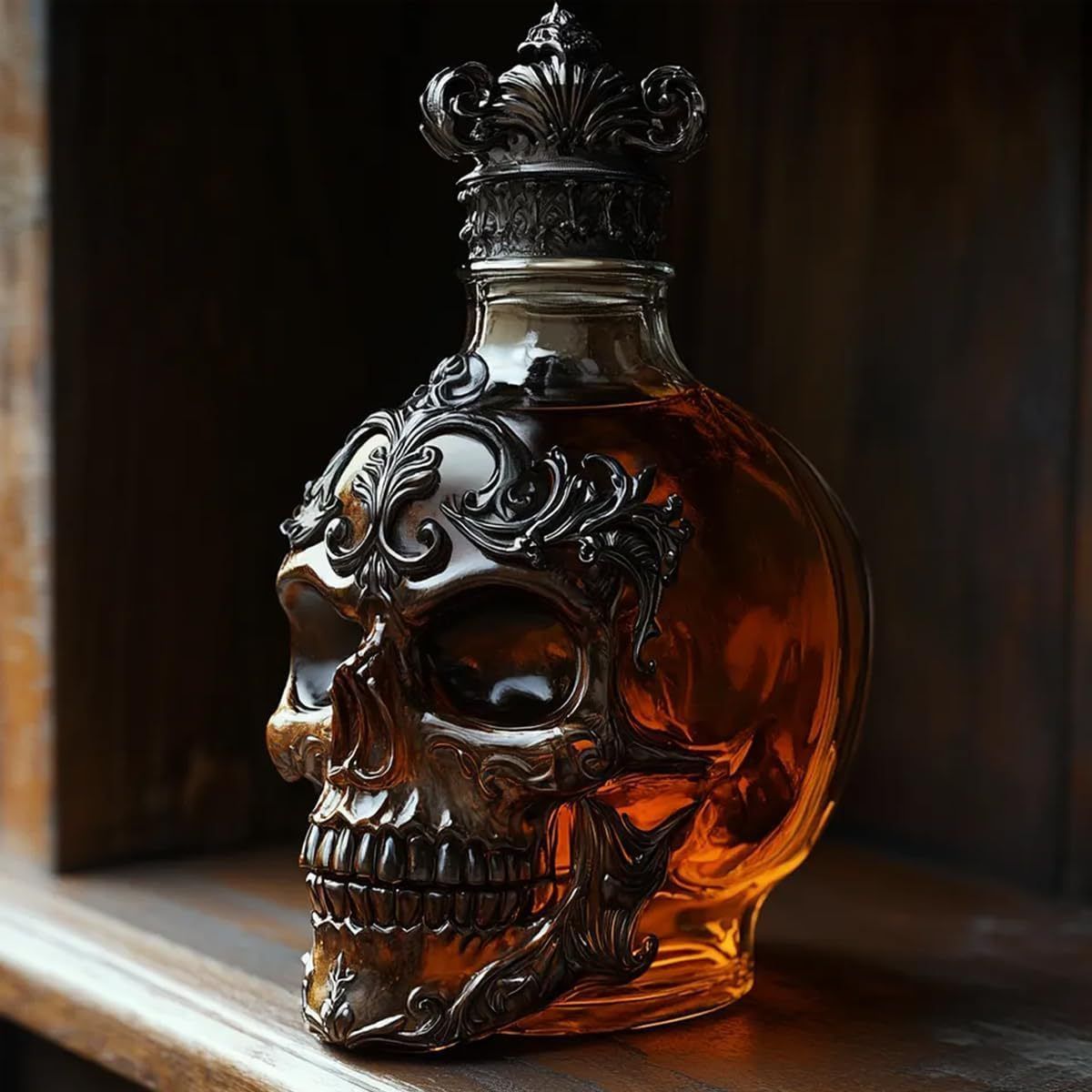 💀El Decantador Calavera Soberana - Botella en Forma de Calavera para Whisky 🥃en Vidrio Borosilicato, Vintage y Artesanal