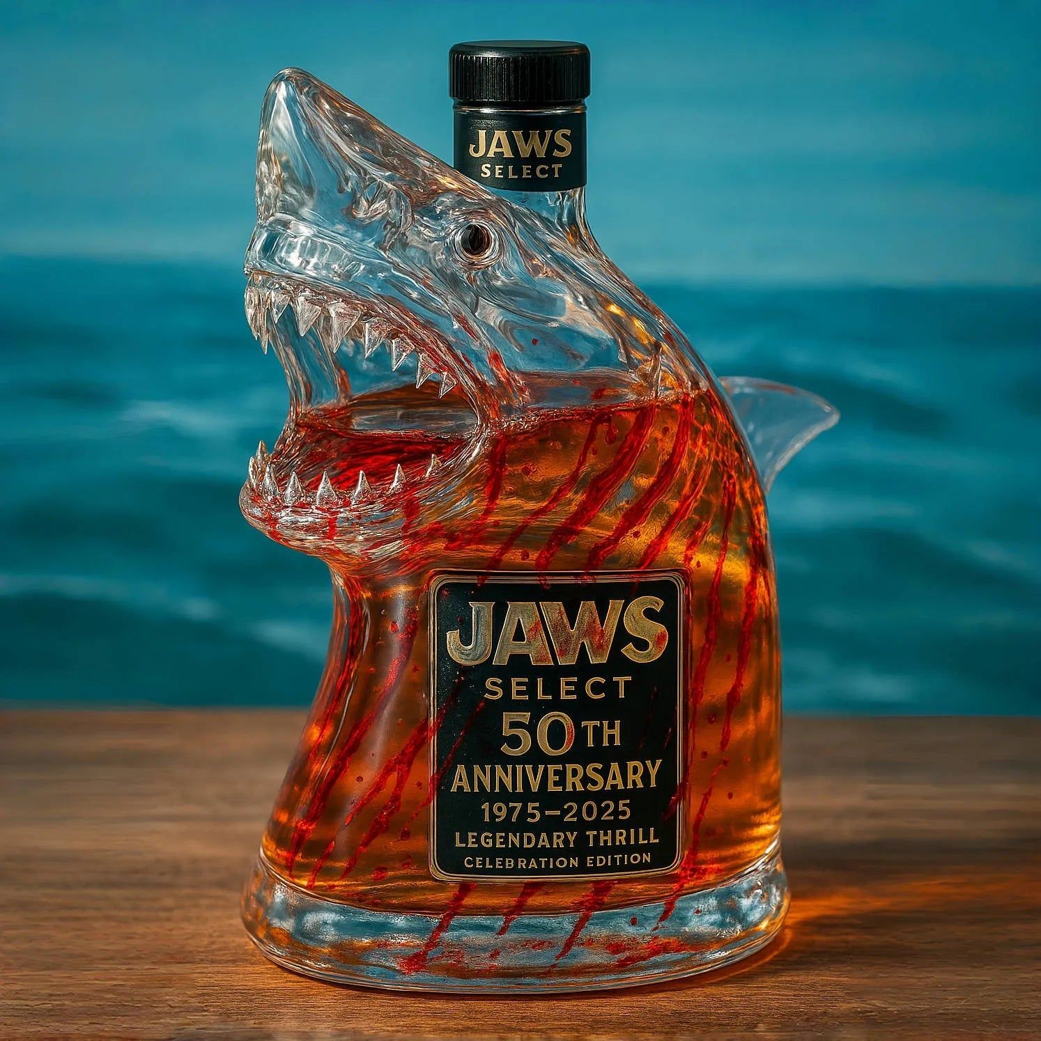 🦈Edición Limitada de Botella de Whisky del 50 Aniversario de Tiburón