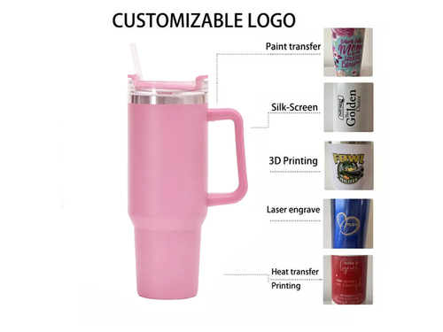 2024 Hot Sale Custom Color 20oz 30oz 40oz Double wall Cup Stainless steel Reusable Vacuum Insulated Water tumbler with handle