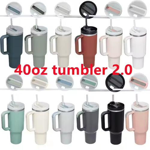 2024 Hot Sale Custom Color 20oz 30oz 40oz Double wall Cup Stainless steel Reusable Vacuum Insulated Water tumbler with handle