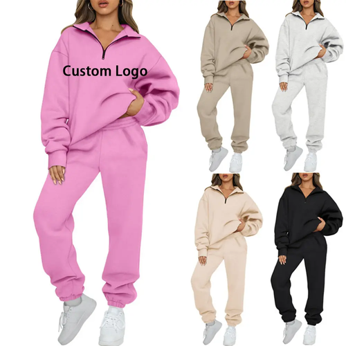 Custom Half Zip Loose Fit High Crew Neck Comfortable Women Sportswear Hoodies Sweatshirts