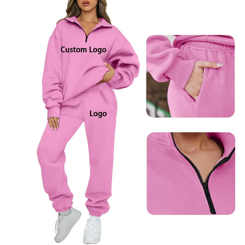 Custom Half Zip Loose Fit High Crew Neck Comfortable Women Sportswear Hoodies Sweatshirts