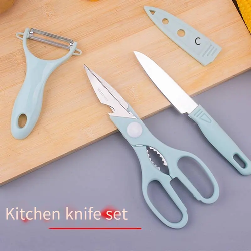 Stainless steel fruit knife set melon planer three-piece kitchen scissors peeler Kitchen gadget knife new explosive