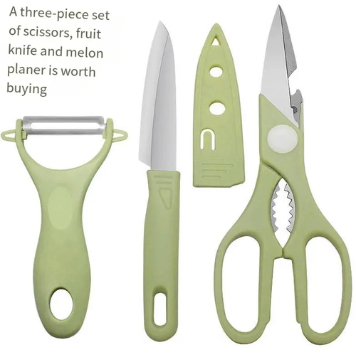 Stainless steel fruit knife set melon planer three-piece kitchen scissors peeler Kitchen gadget knife new explosive