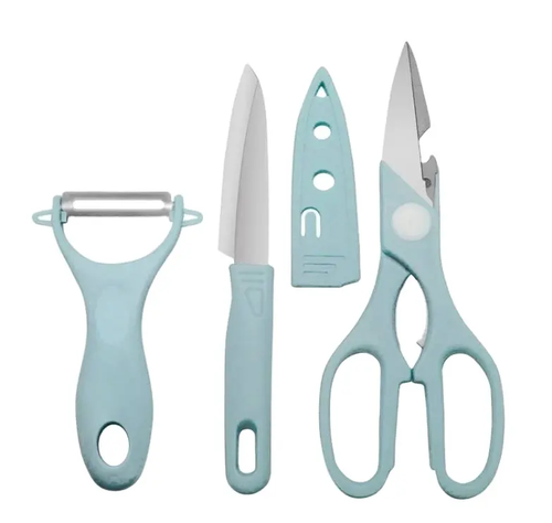 Stainless steel fruit knife set melon planer three-piece kitchen scissors peeler Kitchen gadget knife new explosive