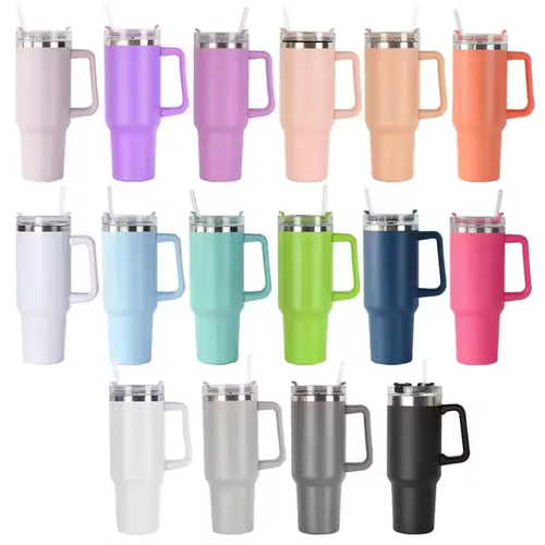 2024 Hot Sale Custom Color 20oz 30oz 40oz Double wall Cup Stainless steel Reusable Vacuum Insulated Water tumbler with handle