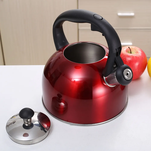 Factory Direct 2.5L Red Stainless Steel Tea Pot Kettle Kitchen Stovetop Whistle Kettle Teapot