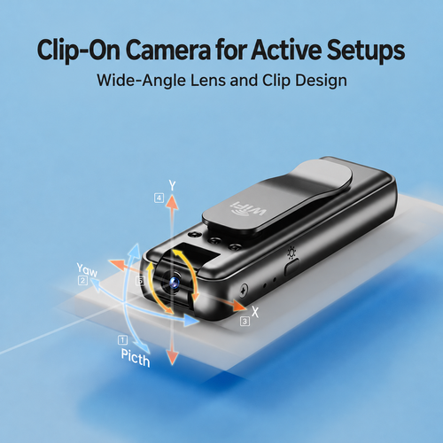 Black Wi-Fi Clip-On Body Camera