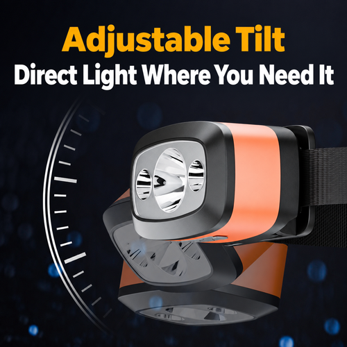 Orange Motion Sensor LED Headlamp with USB-C Charging