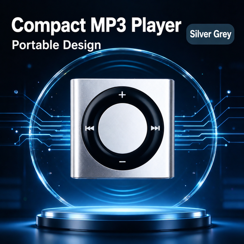 Silver Grey MP3 Player Bundle with Earphones and Memory Card