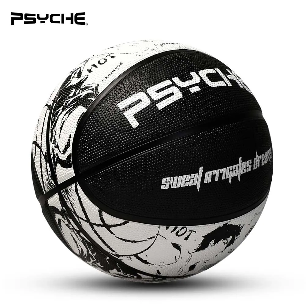 Size 7 Black-and-White Outdoor Street Basketball - overview