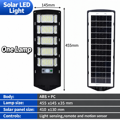 Black Solar Motion-Sensing Garden Light with 5 LED Sections