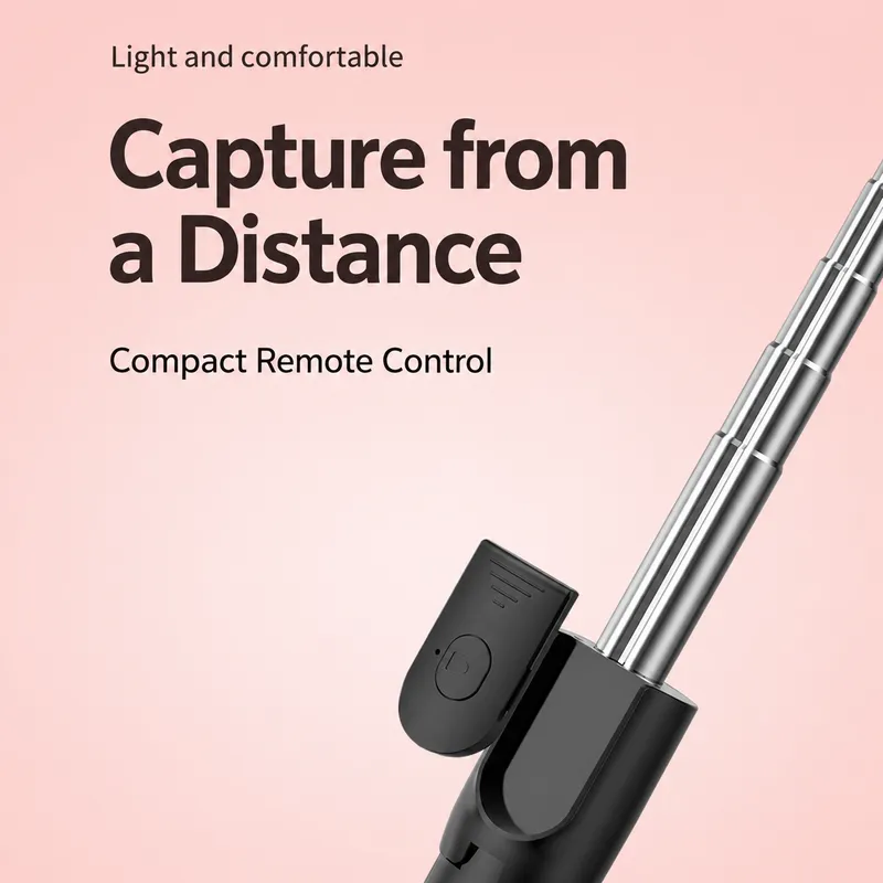Black 170cm Selfie Stick Tripod with Bluetooth Remote - Bluetooth Remote