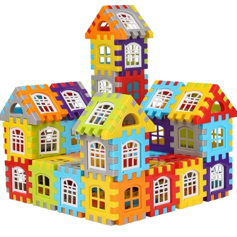 300-Piece Interlocking House Building Set with Design Guide - Build different house designs