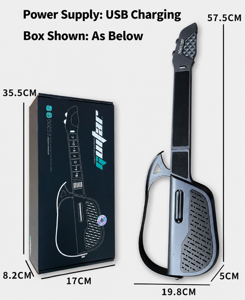 Black Foldable Electronic Guitar Toy with Chord Buttons