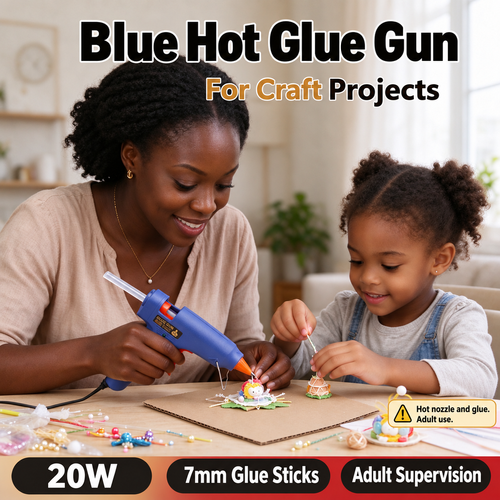 Blue 20W Hot Glue Gun Set with 40 Glue Sticks