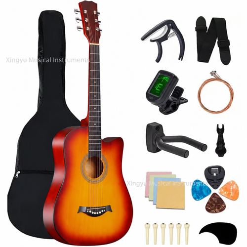 38-Inch Sunburst Acoustic Guitar Set