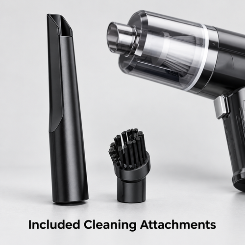 Black Cordless Handheld Mini Vacuum with Cleaning Attachments