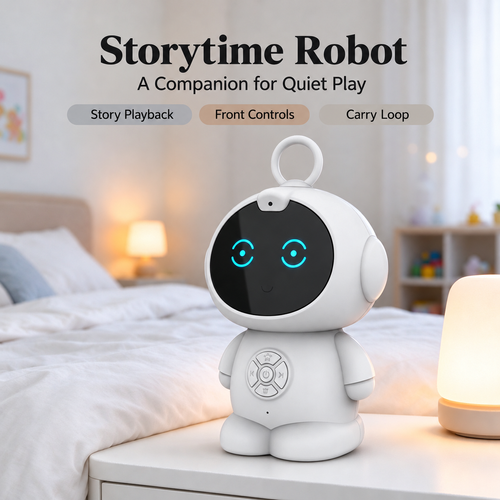White AI Robot Toy with English Stories and Music