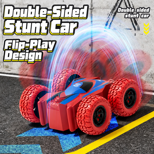 Red Double-Sided Push-and-Go Stunt Toy Car