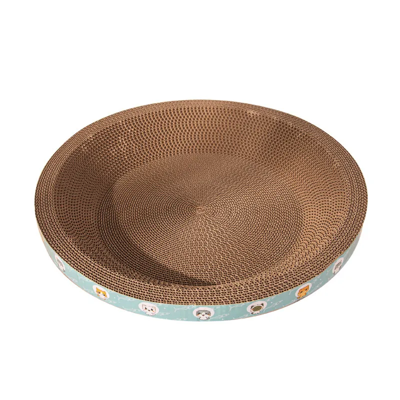 Round Corrugated Cardboard Cat Scratcher and Lounger - overview