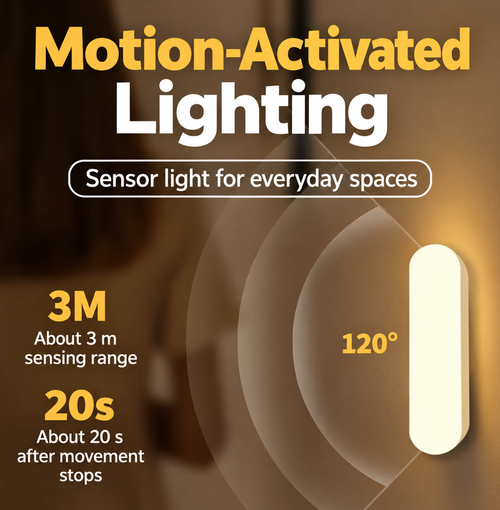 White Motion Sensor Night Light with USB-C Charging